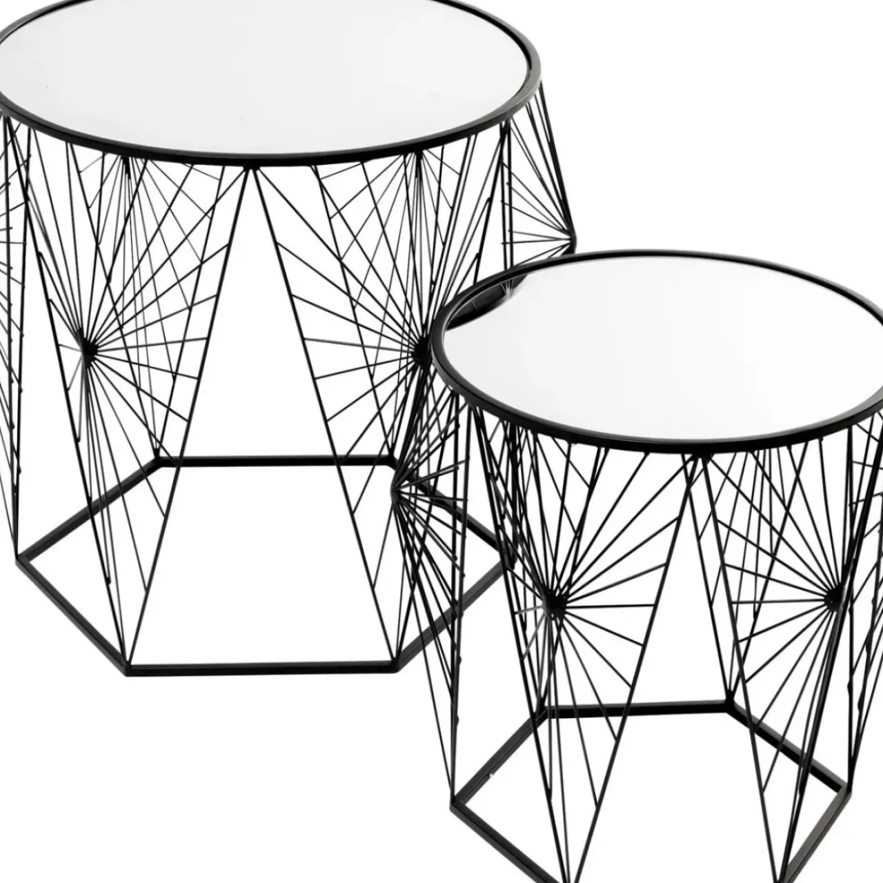 KARE Design Tische-Beistelltisch Cobweb Schwarz (2/Set)