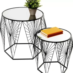 KARE Design Tische-Beistelltisch Cobweb Schwarz (2/Set)