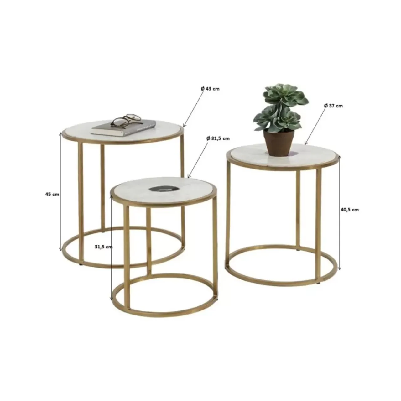KARE Design Tische-Beistelltisch Limbo (3/Set) O45Cm