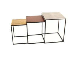 KARE Design Tische-Beistelltisch Loft Square Vintage (3/Set) 41X41Cm