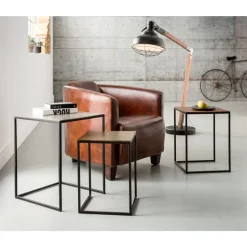 KARE Design Tische-Beistelltisch Loft Square Vintage (3/Set) 41X41Cm