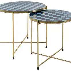 KARE Design Tische-Beistelltisch Priya Blau (2/Set)