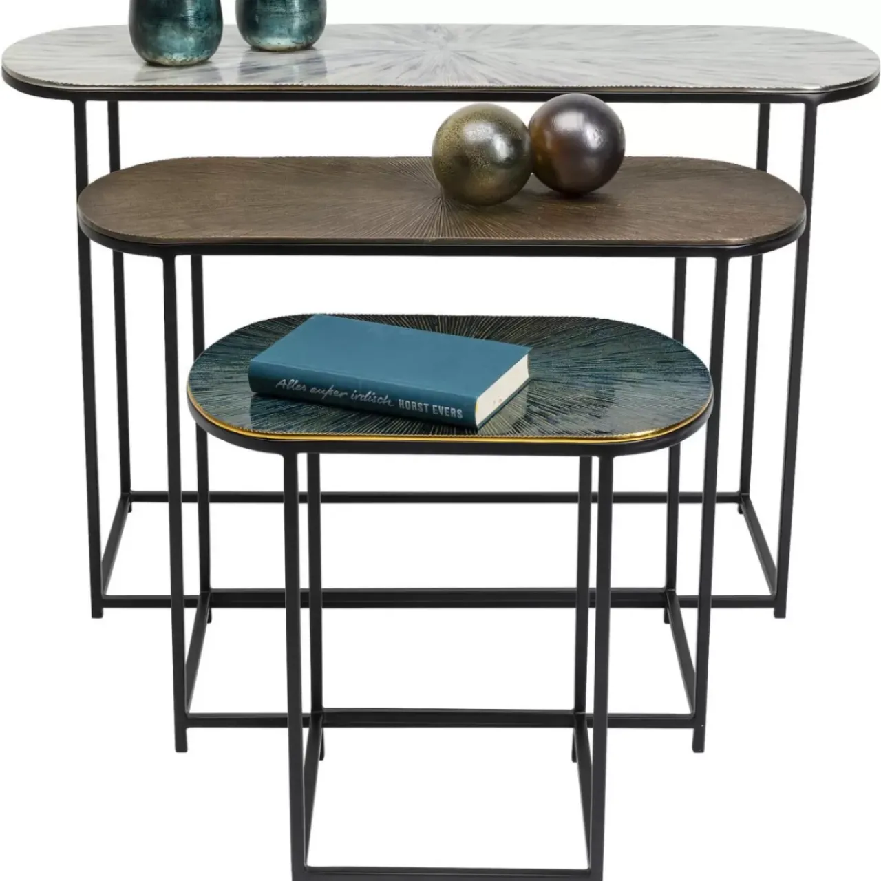KARE Design Tische-Beistelltisch Ray Oval (3/Set)