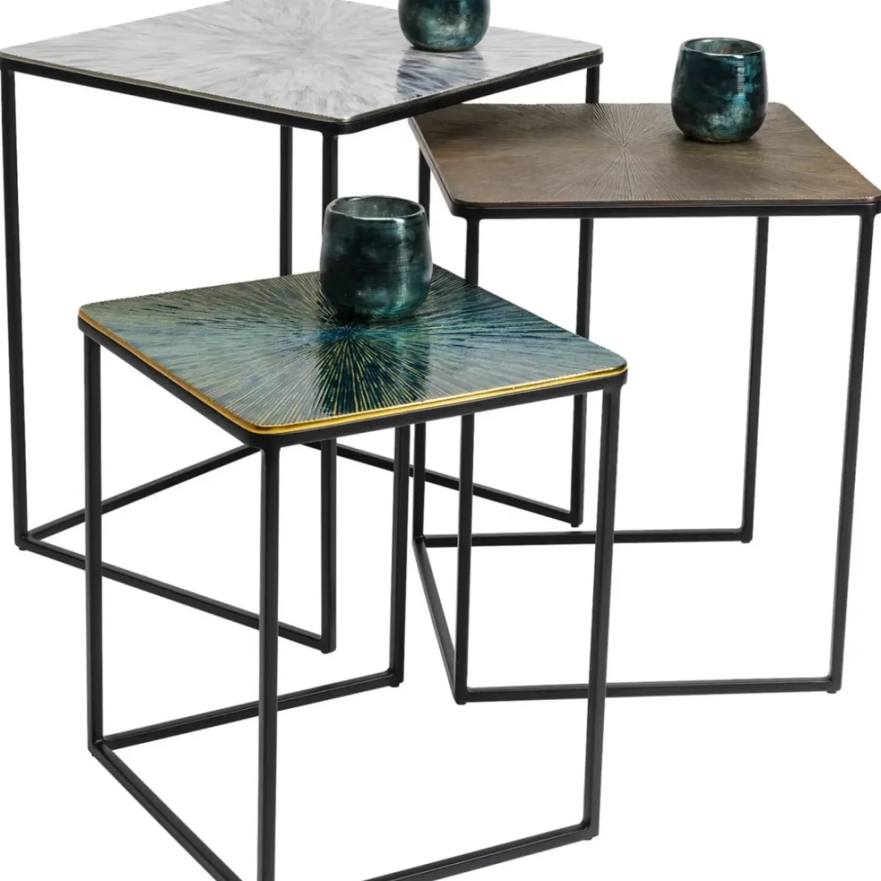 KARE Design Tische-Beistelltisch Ray Square (3/Set)