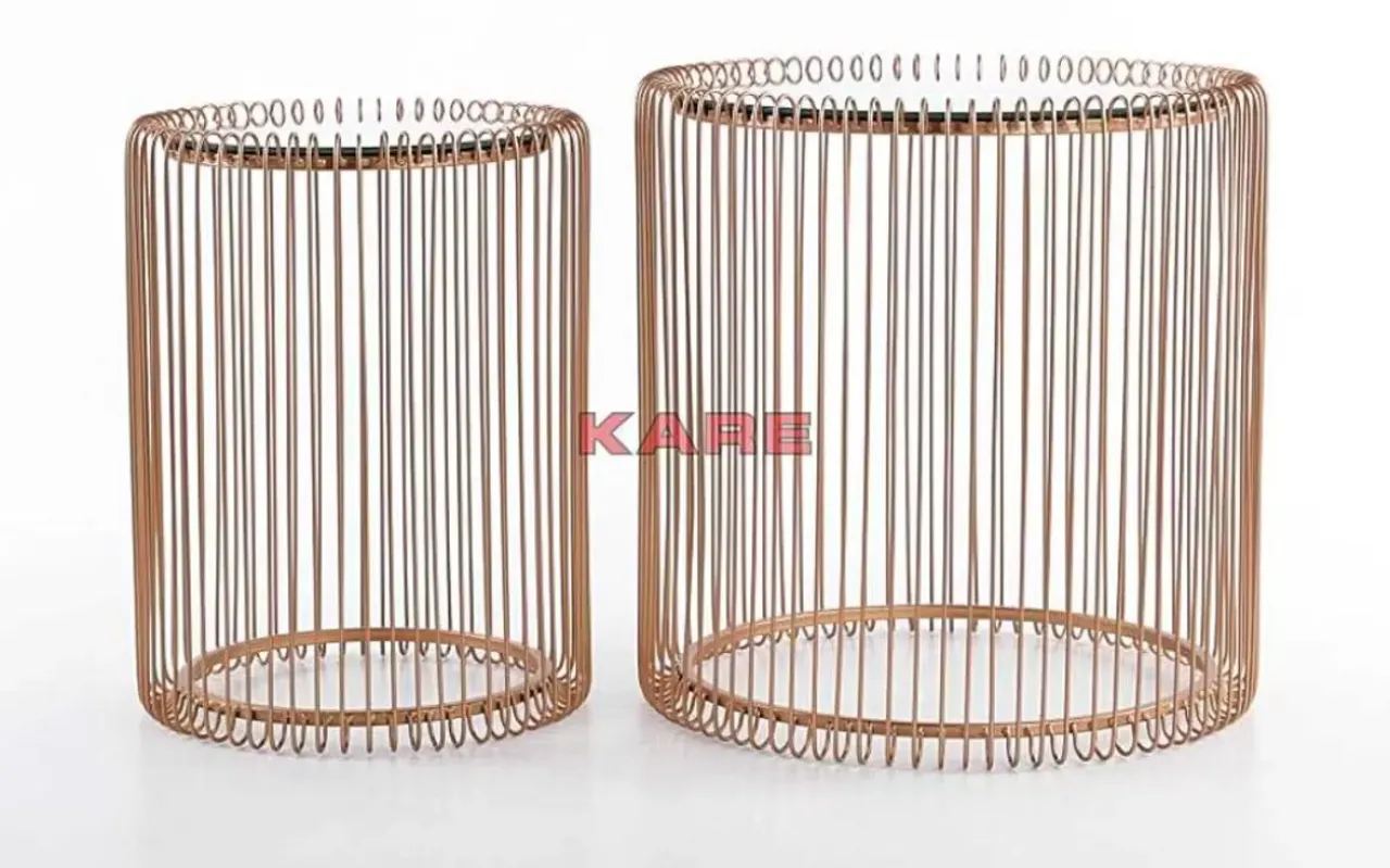 KARE Design Tische-Beistelltisch Wire Copper (2/Set) O44Cm