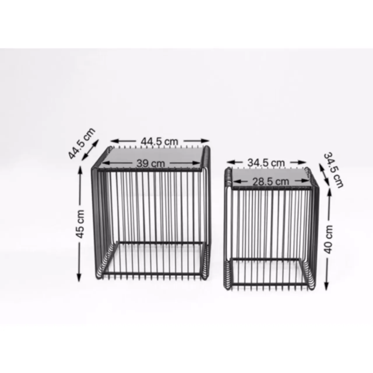 KARE Design Tische-Beistelltisch Wire Square Schwarz (2/Set) 45X45Cm