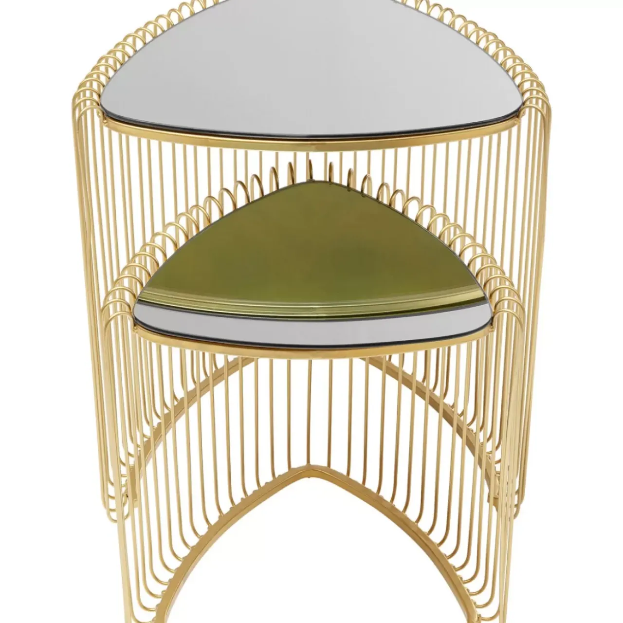 KARE Design Tische-Beistelltisch Wire Triangle Gold (2/Set)