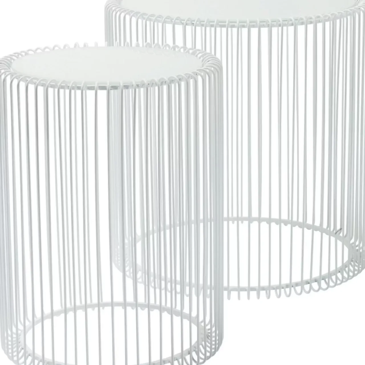 KARE Design Tische-Beistelltisch Wire White (2/Set) O44Cm