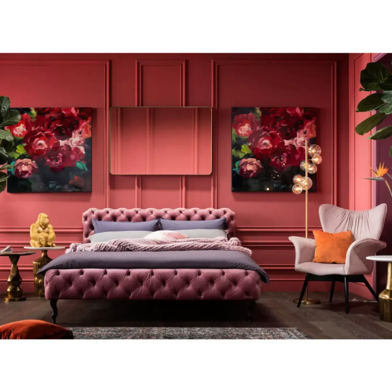 KARE Design Betten-Bett Desire Velvet Rose 180X200Cm