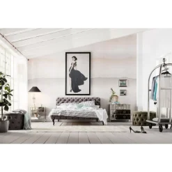 KARE Design Betten-Bett Desire Velvet Silbergrau 200X200Cm