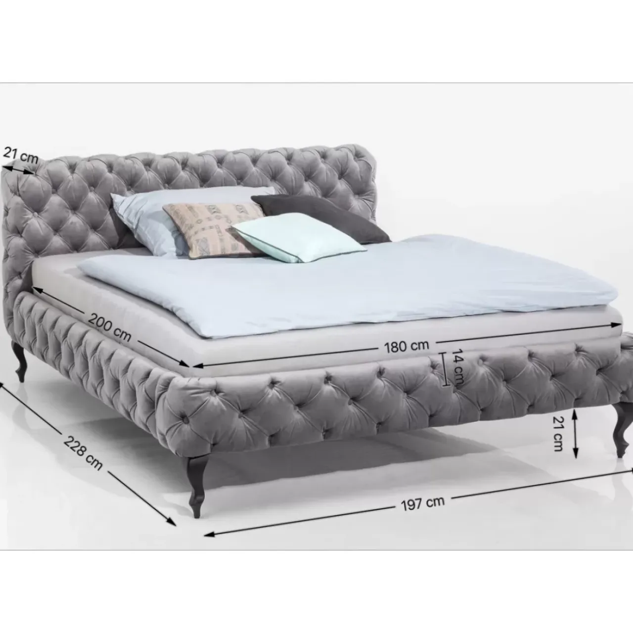 KARE Design Betten-Bett Desire Velvet Silbergrau 180X200 Cm
