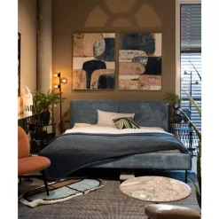 KARE Design Betten-Bett East Side Cord Blau 160X200Cm