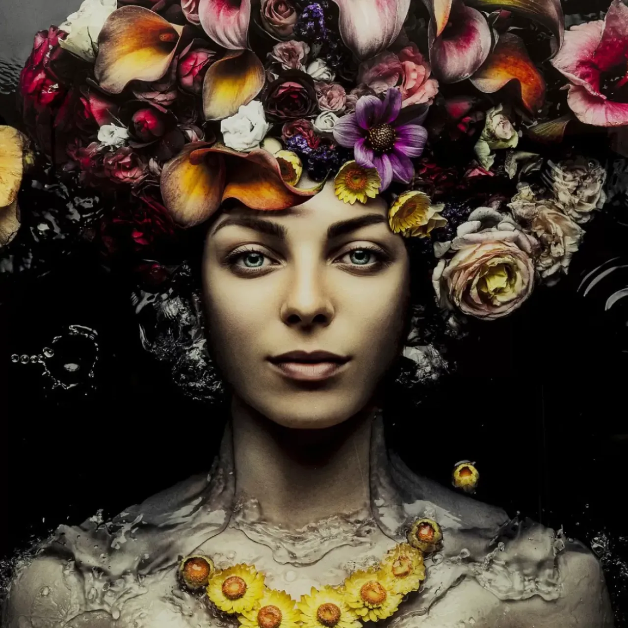 KARE Design Bilder-Bild Glas Flower Art Lady 80X80Cm