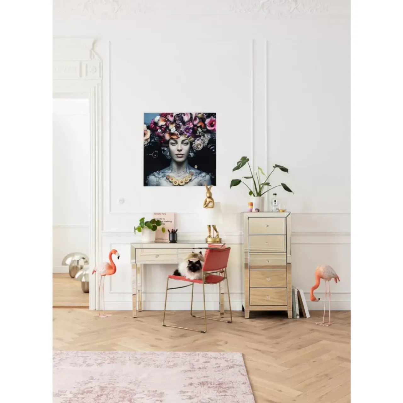 KARE Design Bilder-Bild Glas Flower Art Lady 80X80Cm