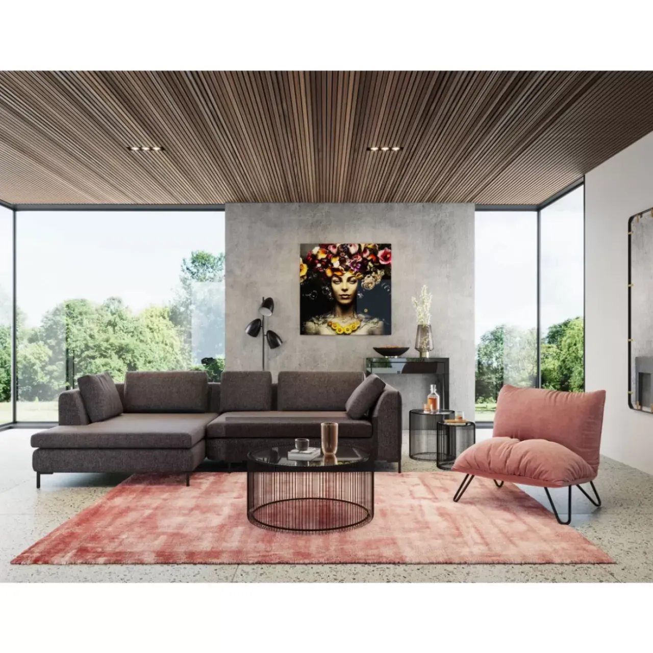 KARE Design Bilder-Bild Glas Flower Art Lady 80X80Cm