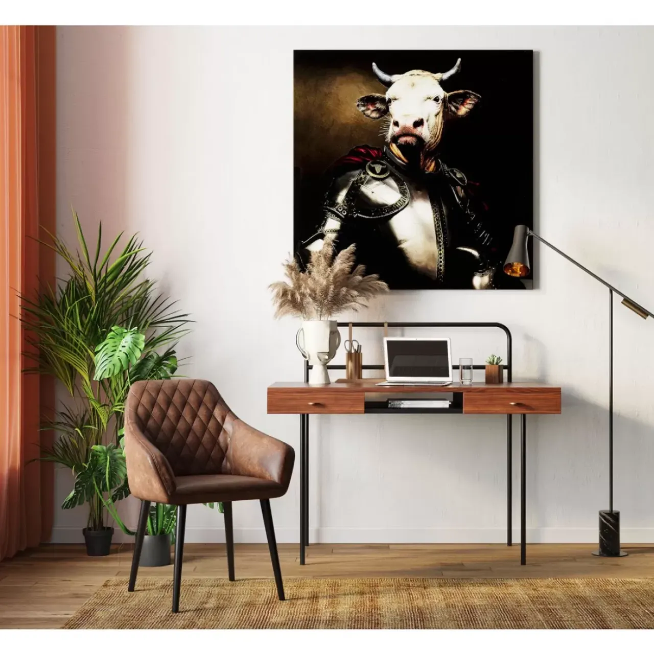 KARE Design Bilder-Bild Glas Knight Cow 120X120