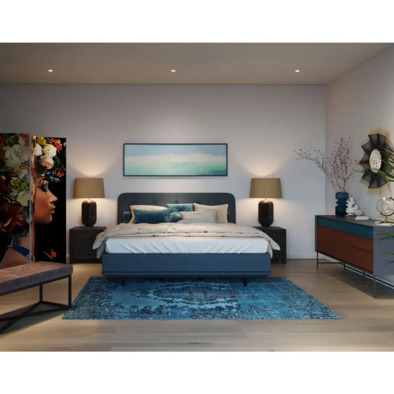 KARE Design Betten-Boxspringbett Luna Blau 180X200Cm