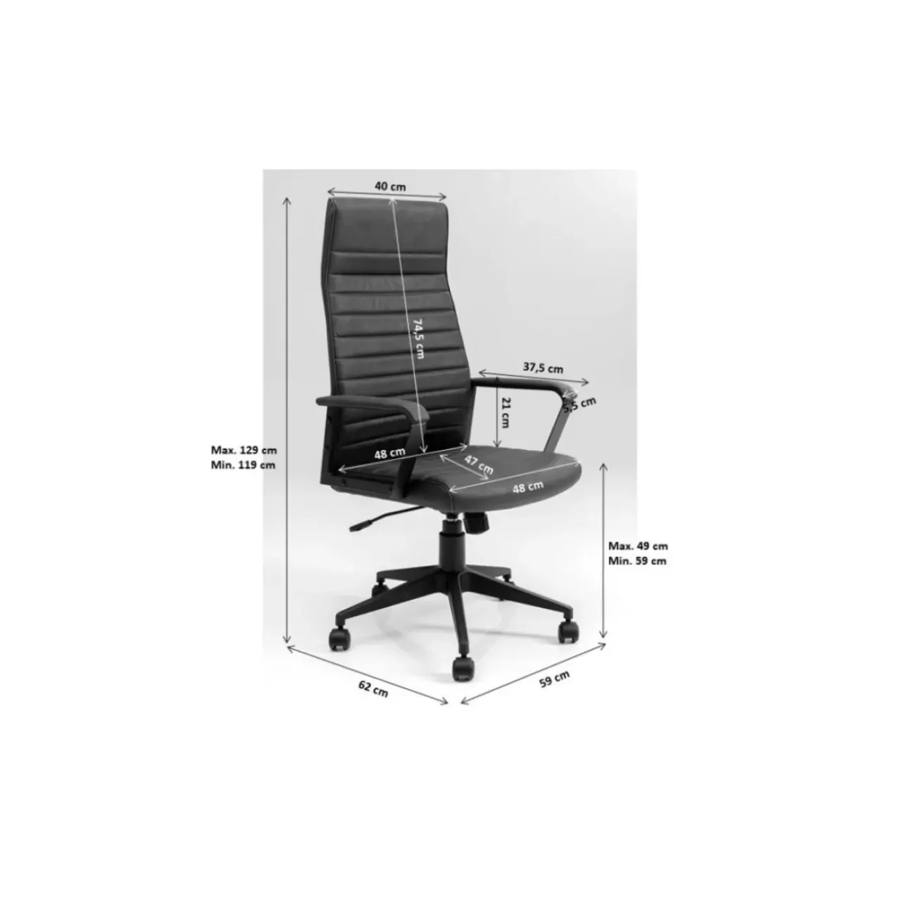 KARE Design Stühle-Burodrehstuhl Labora High Schwarz
