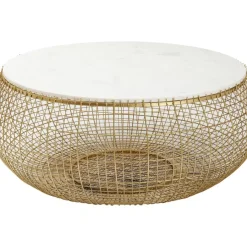 KARE Design Tische-Couchtisch Cesta Marmor Gold O100Cm