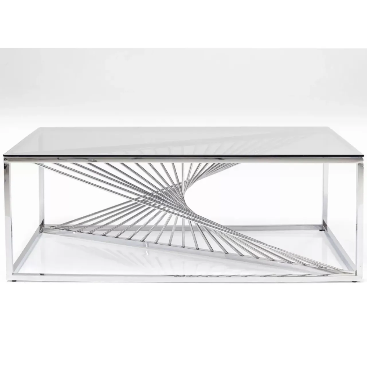 KARE Design Tische-Couchtisch Laser Silber Klarglas 120X60