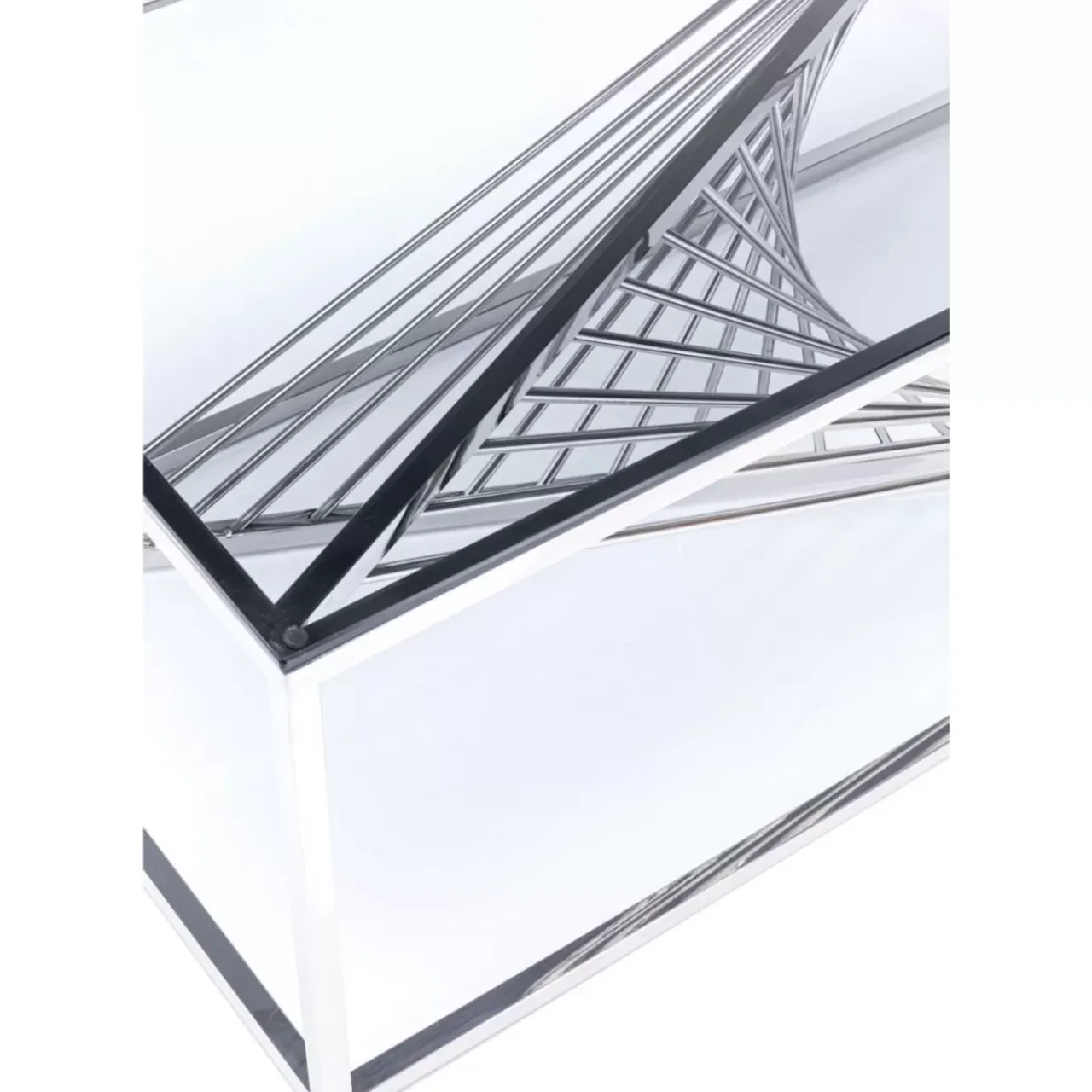 KARE Design Tische-Couchtisch Laser Silber Klarglas 120X60