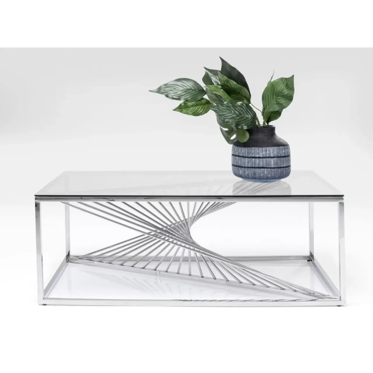 KARE Design Tische-Couchtisch Laser Silber Klarglas 120X60