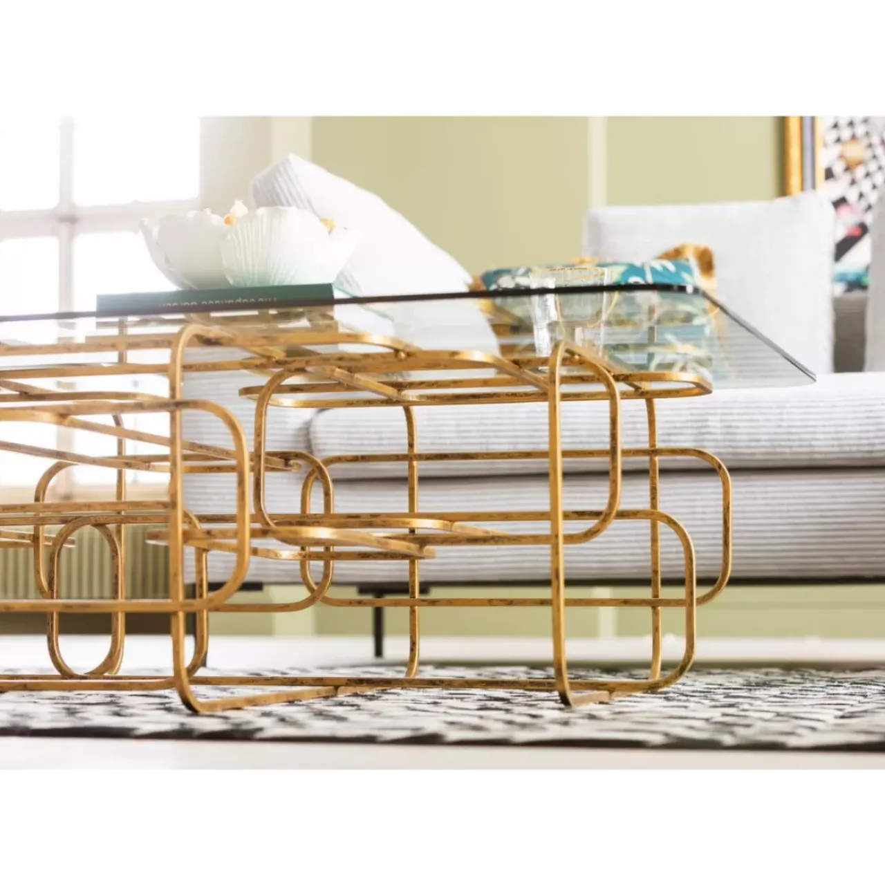KARE Design Tische-Couchtisch Meander Gold 140X80Cm