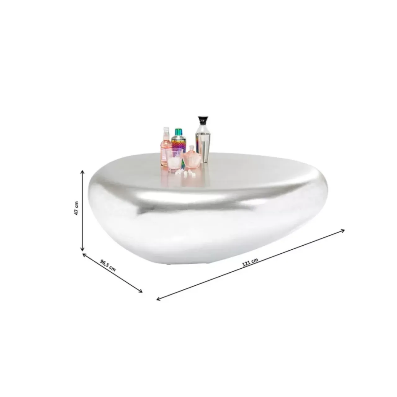 KARE Design Tische-Couchtisch Pebble Silber 122X96