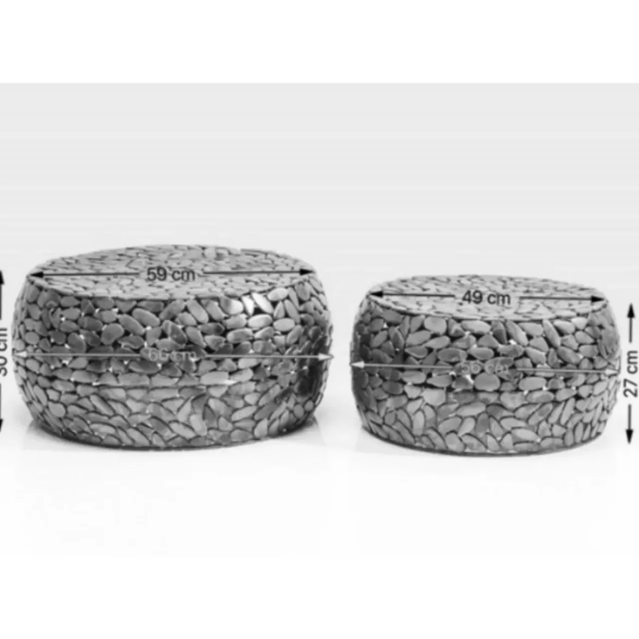 KARE Design Tische-Couchtisch Pebbles Deluxe Silber (2/Set)
