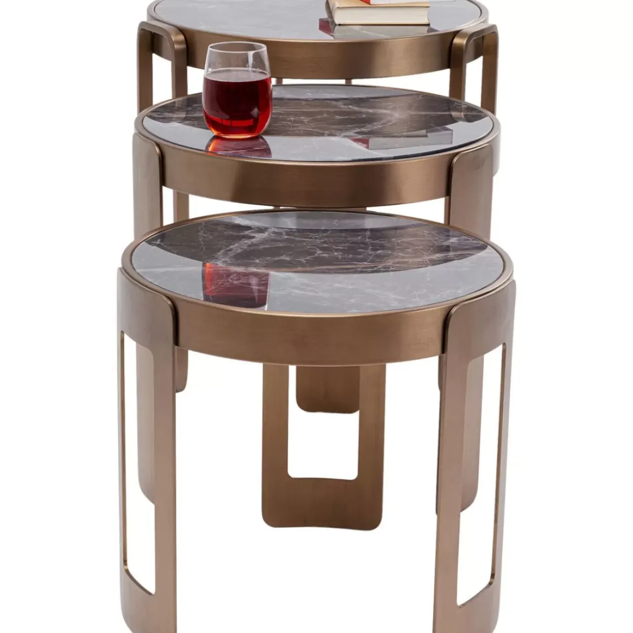 KARE Design Tische-Couchtisch Perelli Messing (3/Set)