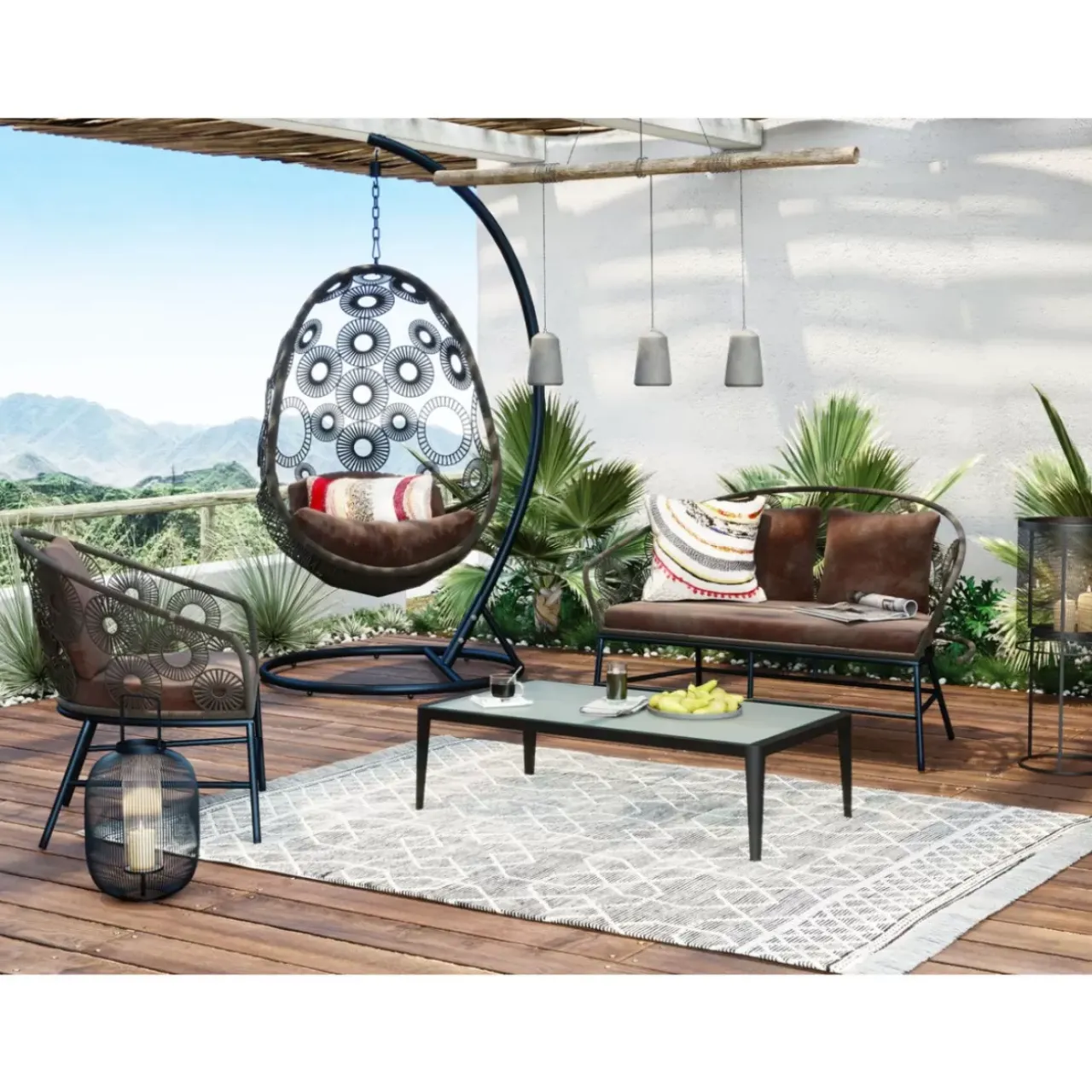 KARE Design Outdoormöbel-Couchtisch Tiki Schwarz