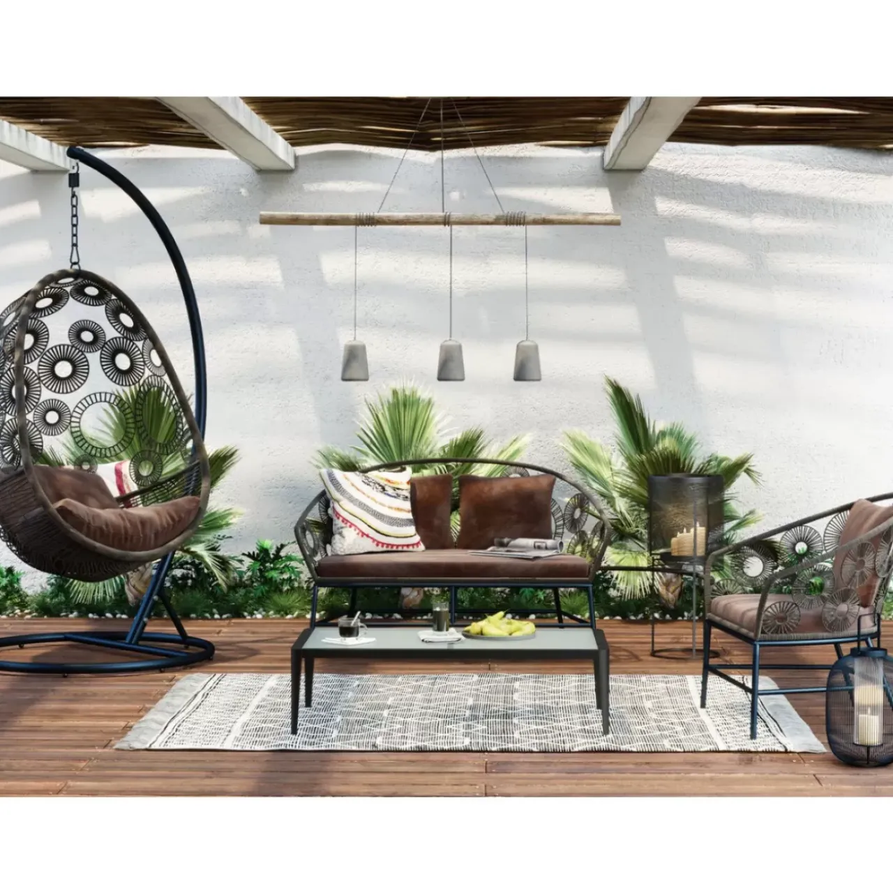 KARE Design Outdoormöbel-Couchtisch Tiki Schwarz