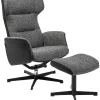 KARE Design Sessel-Drehsessel Mit Hocker Ohio Salt And Pepper