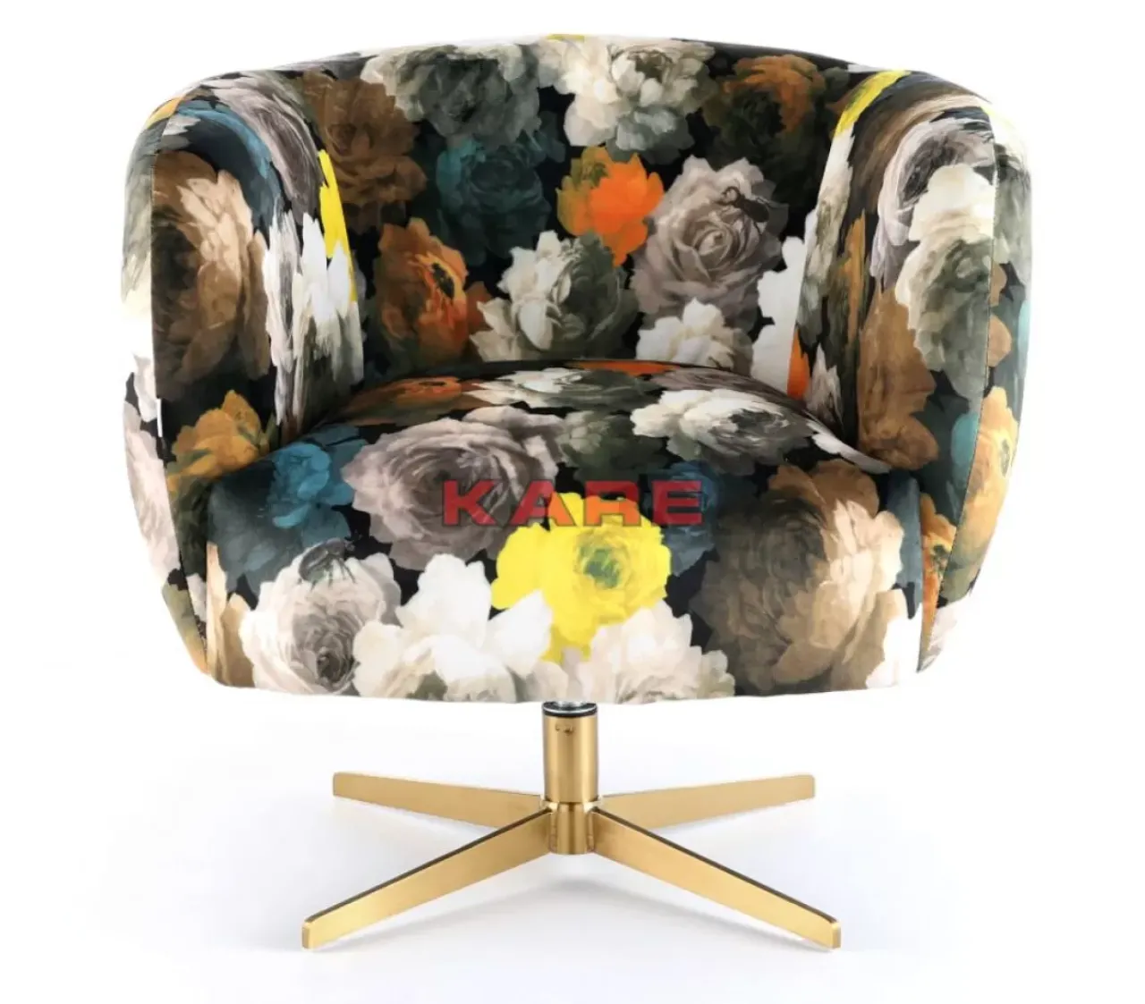 KARE Design Sessel-Drehsessel Peony Flower Gelb