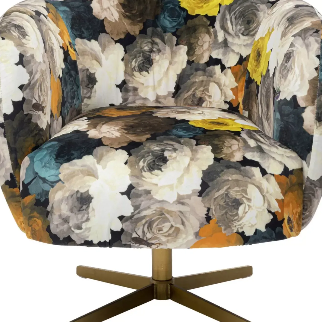 KARE Design Sessel-Drehsessel Peony Flower Gelb