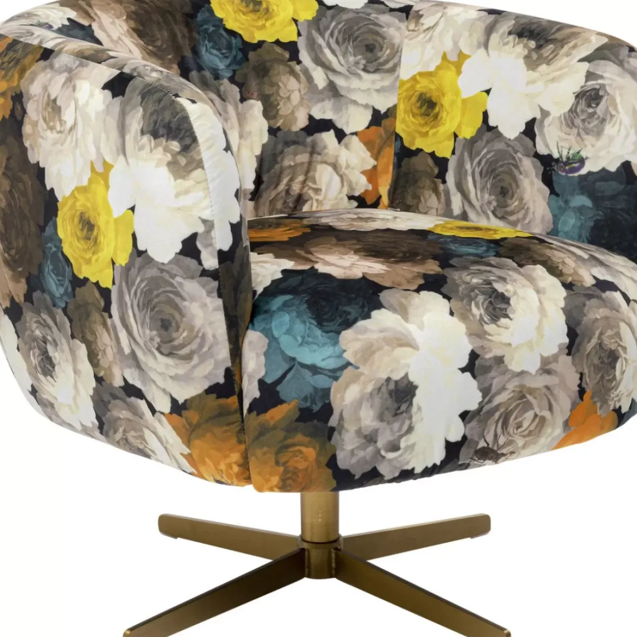 KARE Design Sessel-Drehsessel Peony Flower Gelb