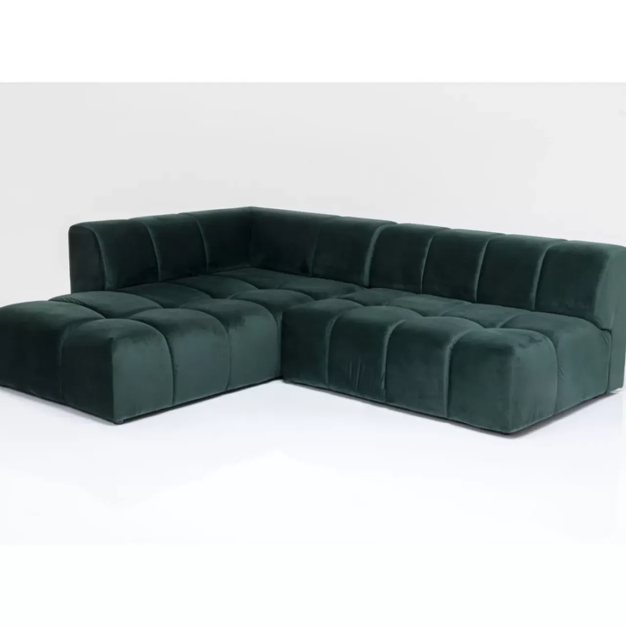 KARE Design Sofas & Couches-Ecksofa Belami Velvet Dunkelgrun Links 265Cm