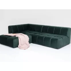 KARE Design Sofas & Couches-Ecksofa Belami Velvet Dunkelgrun Links 265Cm
