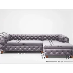 KARE Design Sofas & Couches-Ecksofa Desire Velvet Silbergrau R