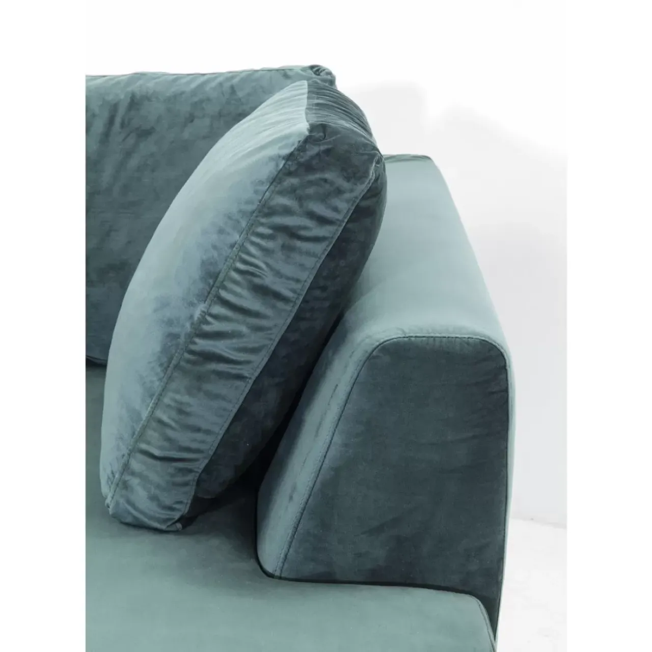KARE Design Sofas & Couches-Ecksofa Gianni Velvet Dunkelgrun Links Schwarz
