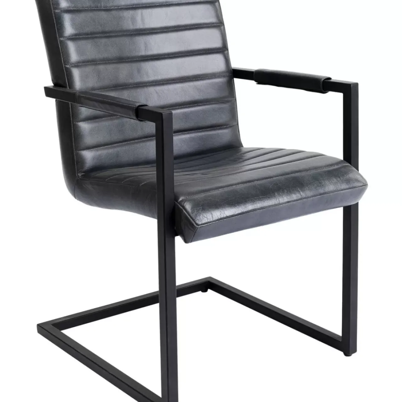 KARE Design Stühle-Freischwinger Lola Leder Grau