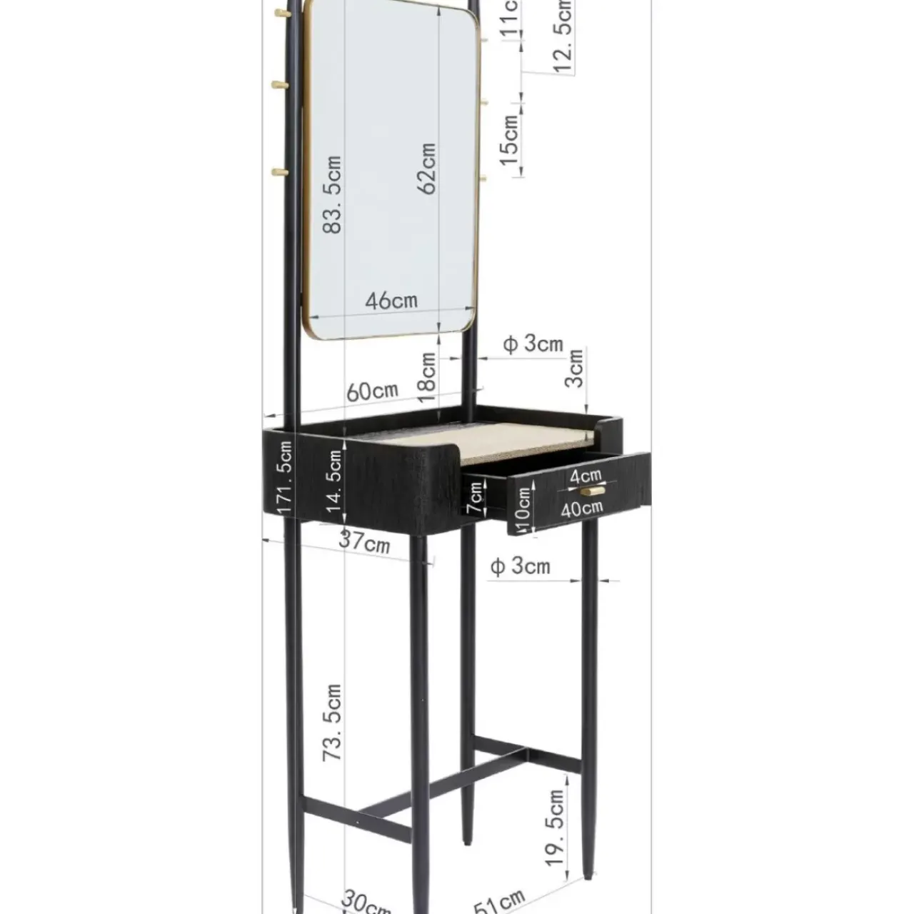 KARE Design Kleinmöbel & Sonstiges-Garderobe Mit Spiegel Milano