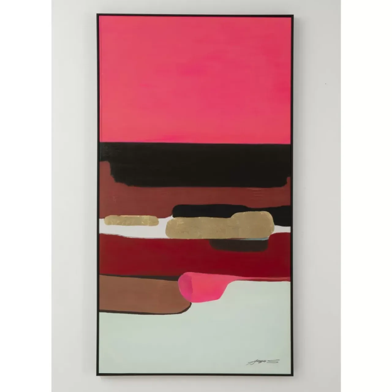 KARE Design Bilder-Gerahmtes Bild Abstract Shapes Pink 73X143Cm