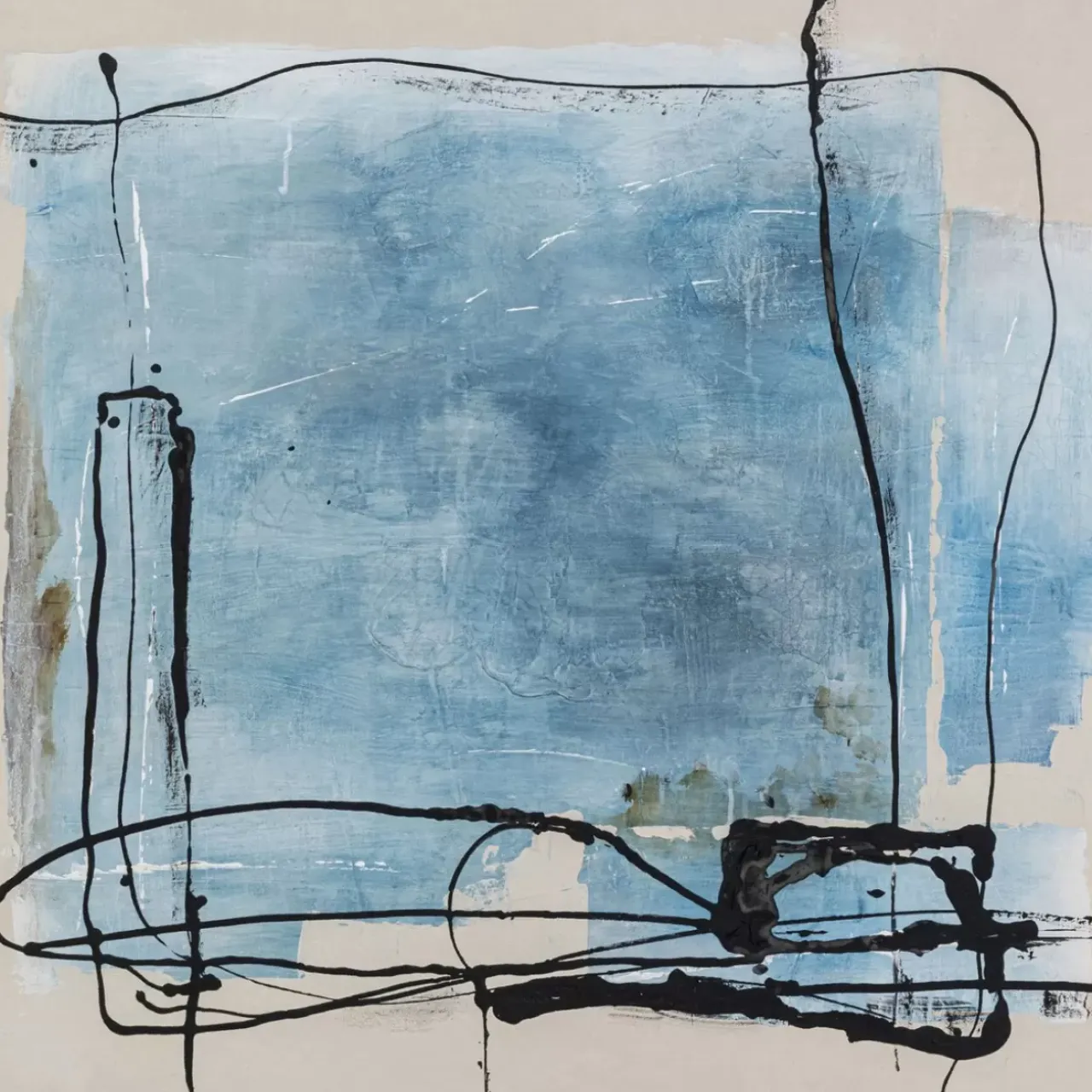 KARE Design Bilder-Gerahmtes Bild Dust Blau 100X100Cm