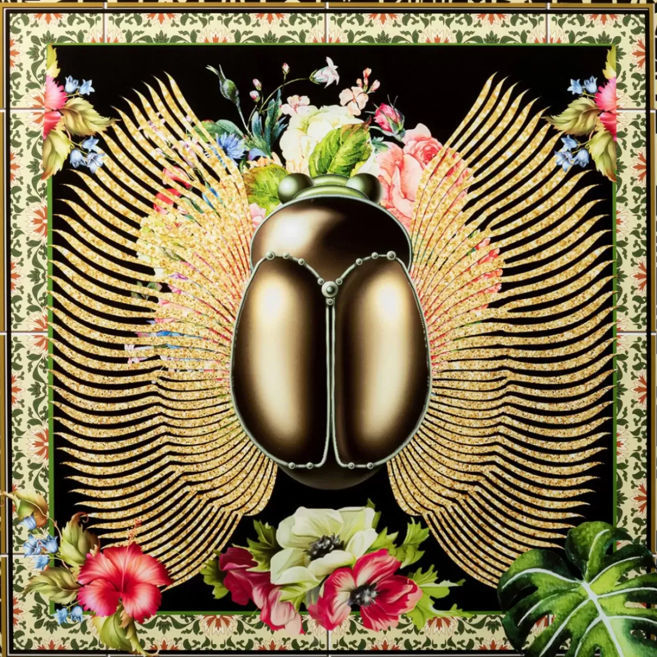 KARE Design Bilder-Glasbild Beetle Flower 100X100Cm