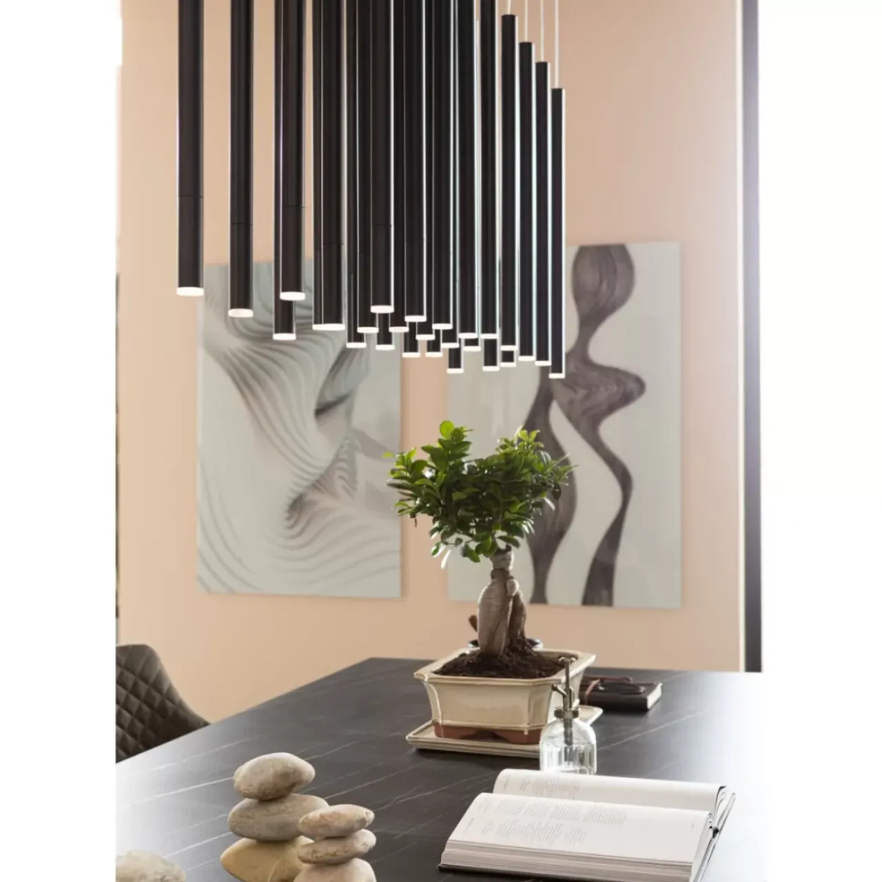 KARE Design Hängeleuchten-Hangeleuchte Living Vegas Schwarz Matt Led 120Cm