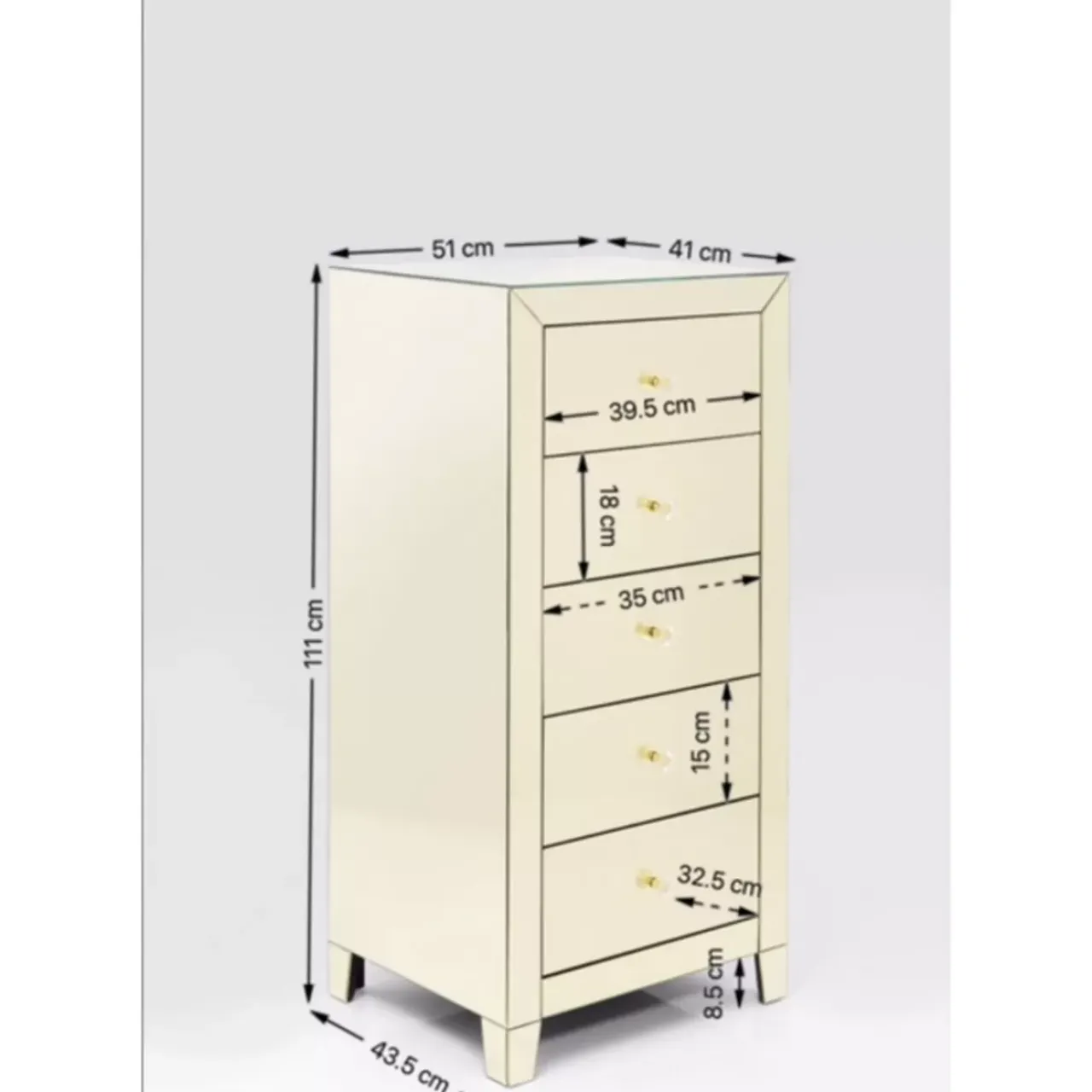 KARE Design Kommoden & Sideboards-Hochkommode Luxury Champagne 5 Schube