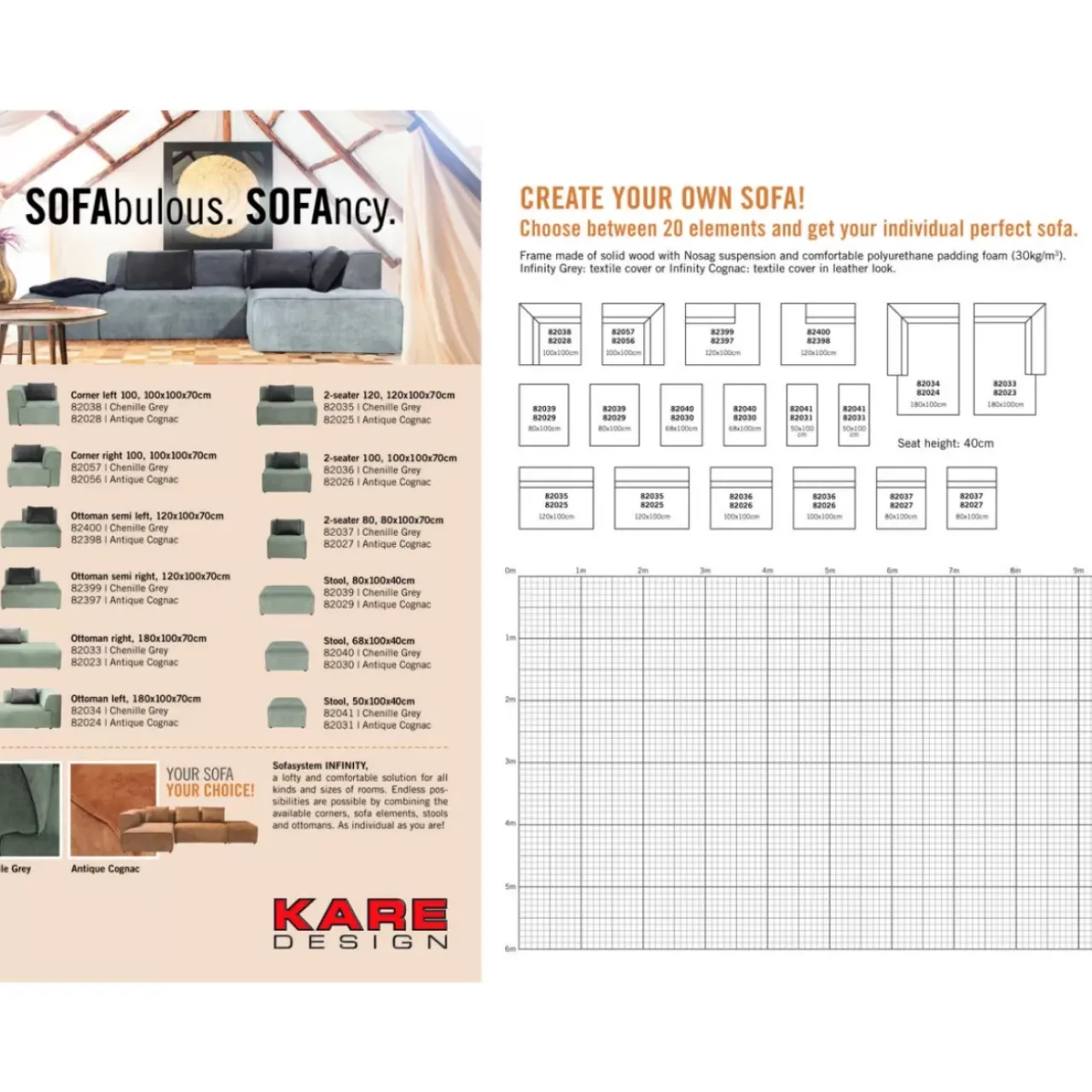 KARE Design Sofas & Couches-Infinity Ottomane Semi Elements Grau Links