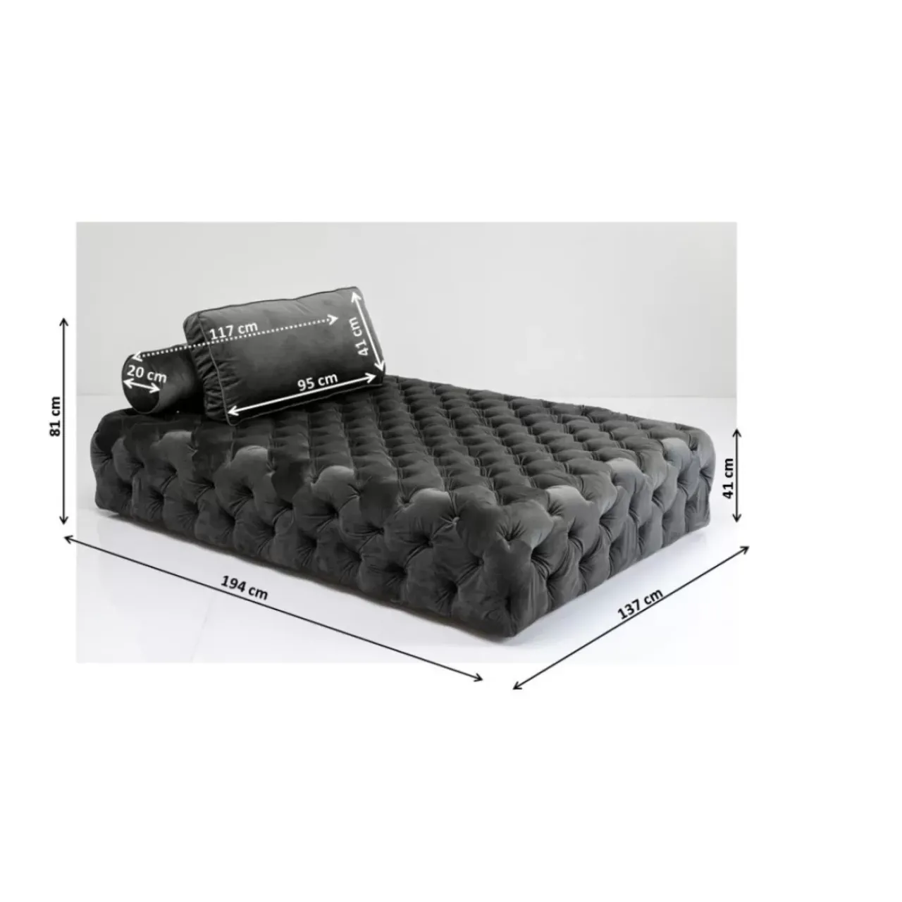 KARE Design Sofas & Couches-Liege Bottone Velvet Grau