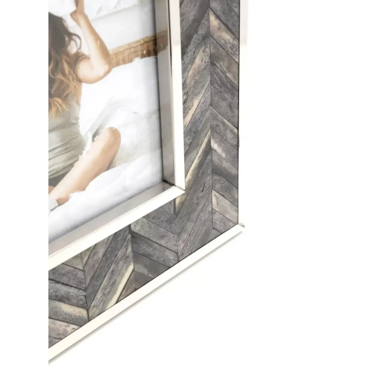 KARE Design Deko & Geschenkartikel-Rahmen Chevron Grau 13X18